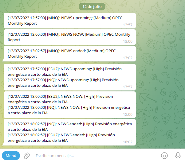 ontheprofitside.com economic calendar alerts through Telegram
